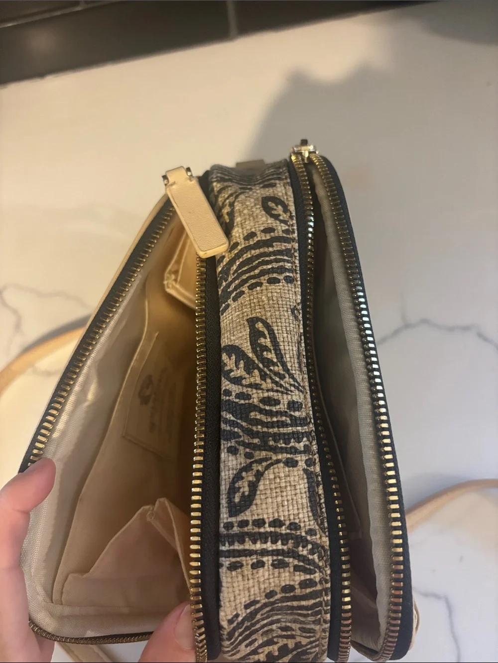 Spartina 449 Black Paisley Crossbody with Cream Tassel